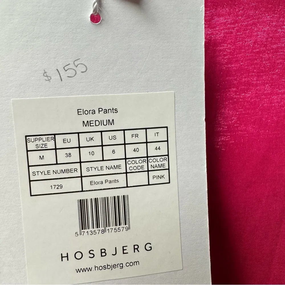 NEW Hosbjerg Elora High Waist Pink Flare Pants Slit Hems Hot Pink Medium M NWT - Image 5