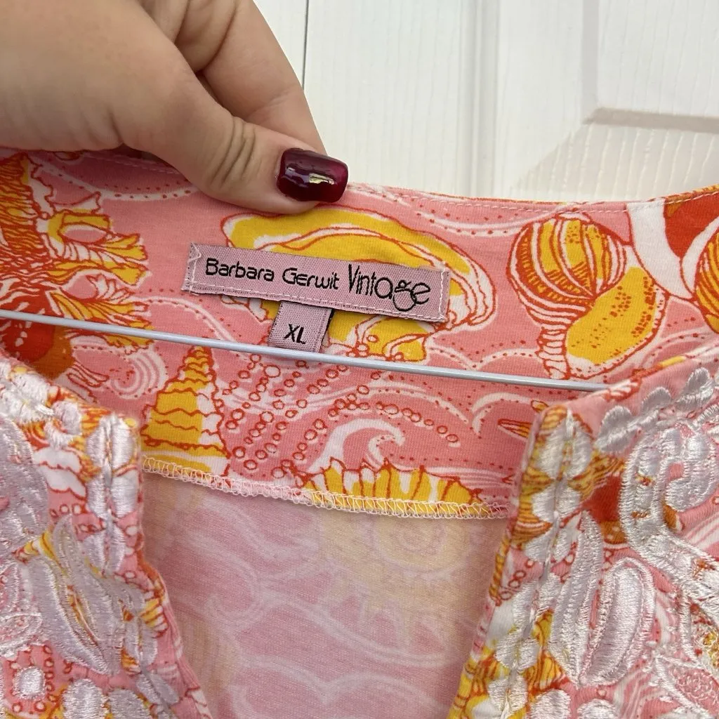 Barbara Gerwit Seashell Mini Sleeveless Dress Womens XL Pink Orange Y2K 90s - Image 2