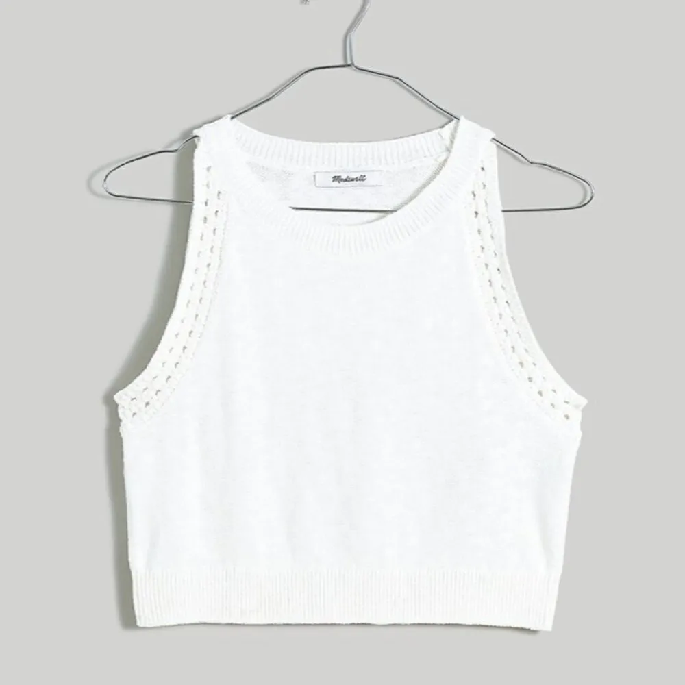 Madewell Crochet-Trim Crop Sweater Tank in Lighthouse White Size XS NWT - Image 5