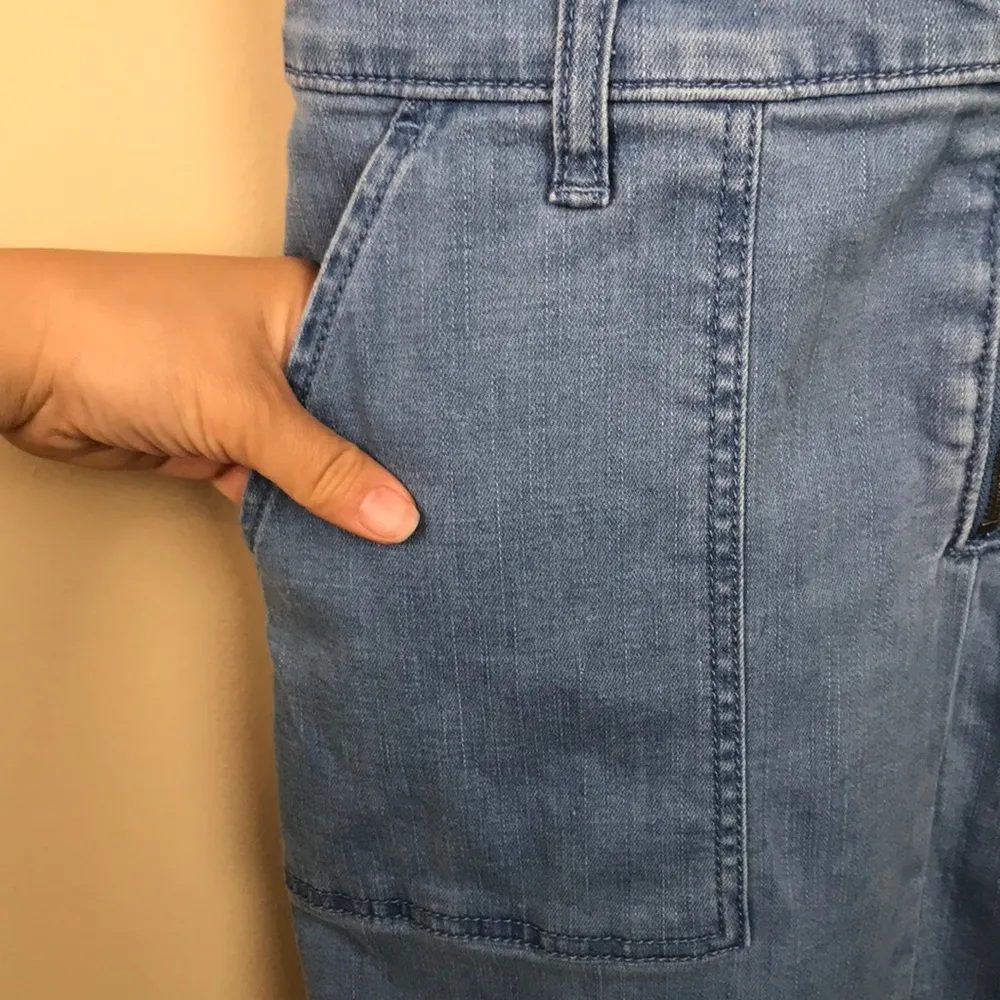 Calvin Klein Women’s Blue Denim Stretch Zip-Up Short Sleeve Pockets Shirt Dress - Image 4