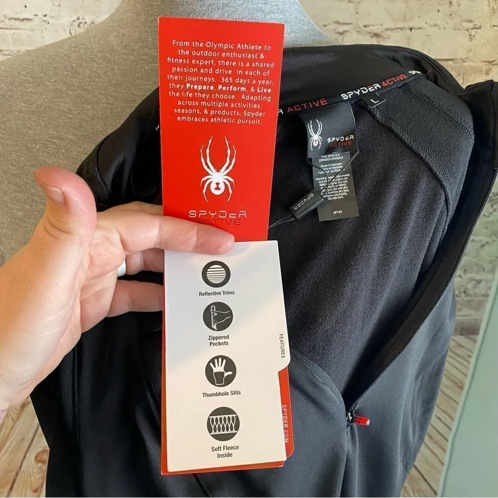 Spyder Half Zip Black Athletic Pullover Sweater Layering Large NWT - Image 6