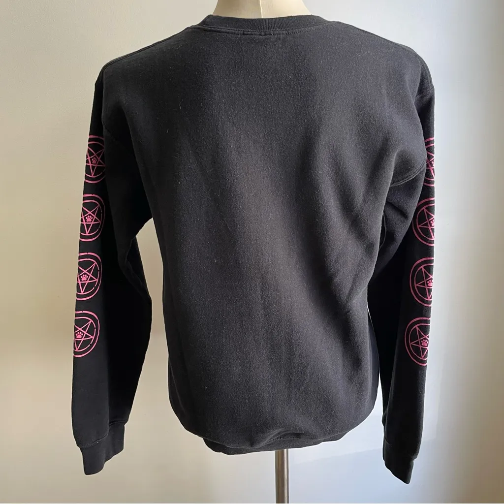 Womens Nekomancer Cat Sweatshirt Kitten Black Gildan Anime Whimsigoth Small - Image 3