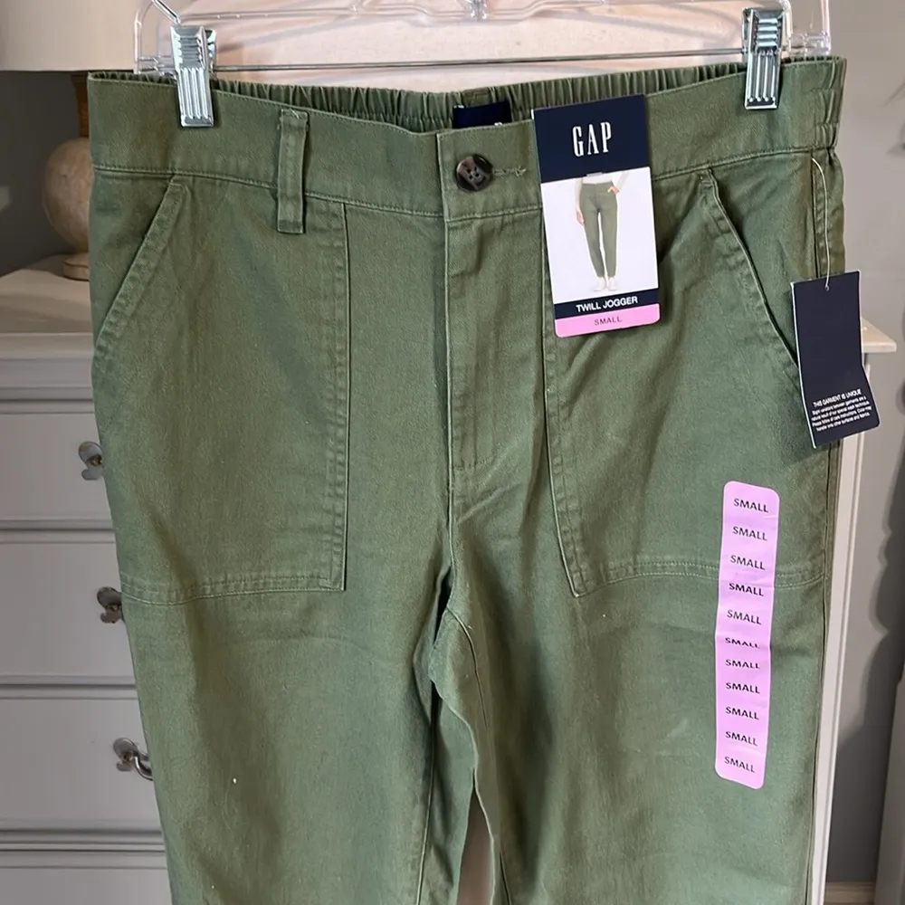 Gap Twill Jogger Clover Green Elastic Back Waist Pants Womens Small - Image 2