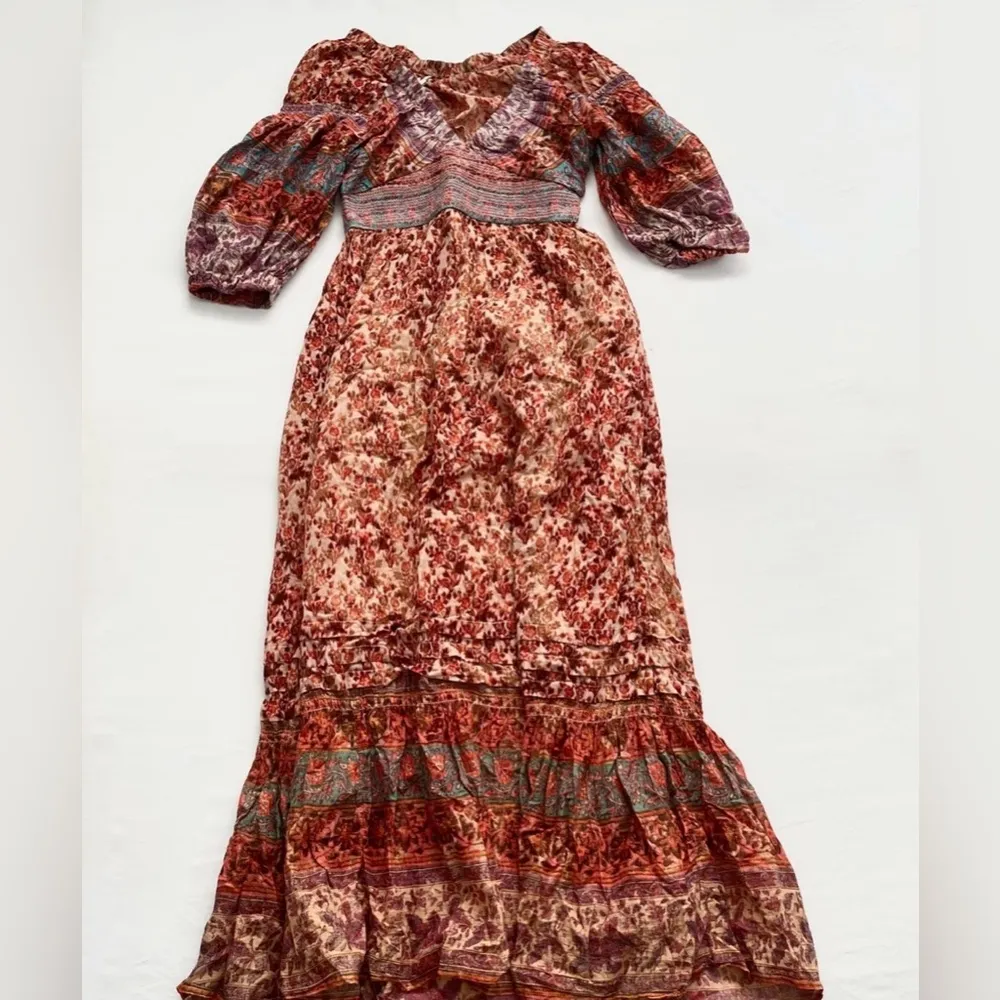 Free People Golden Hour Border Bohemian Maxi Dress Size S - Image 2