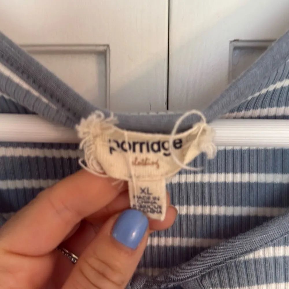 Anthropologie Porridge striped puff sleeve tie neck blouse xl - Image 4