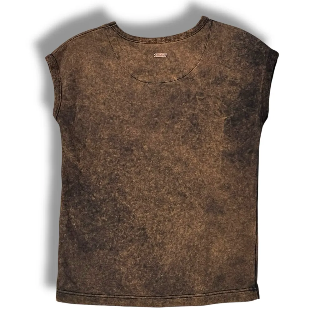 Womens Barbour Acid Wash Sweatshirt Sz 10 Brown Crewneck Cotton Casual Thick EUC - Image 2