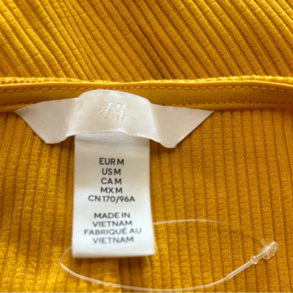 H&M Ribbed Bodycon Halter Dress‎ Mustard Yellow NWOT - Image 3