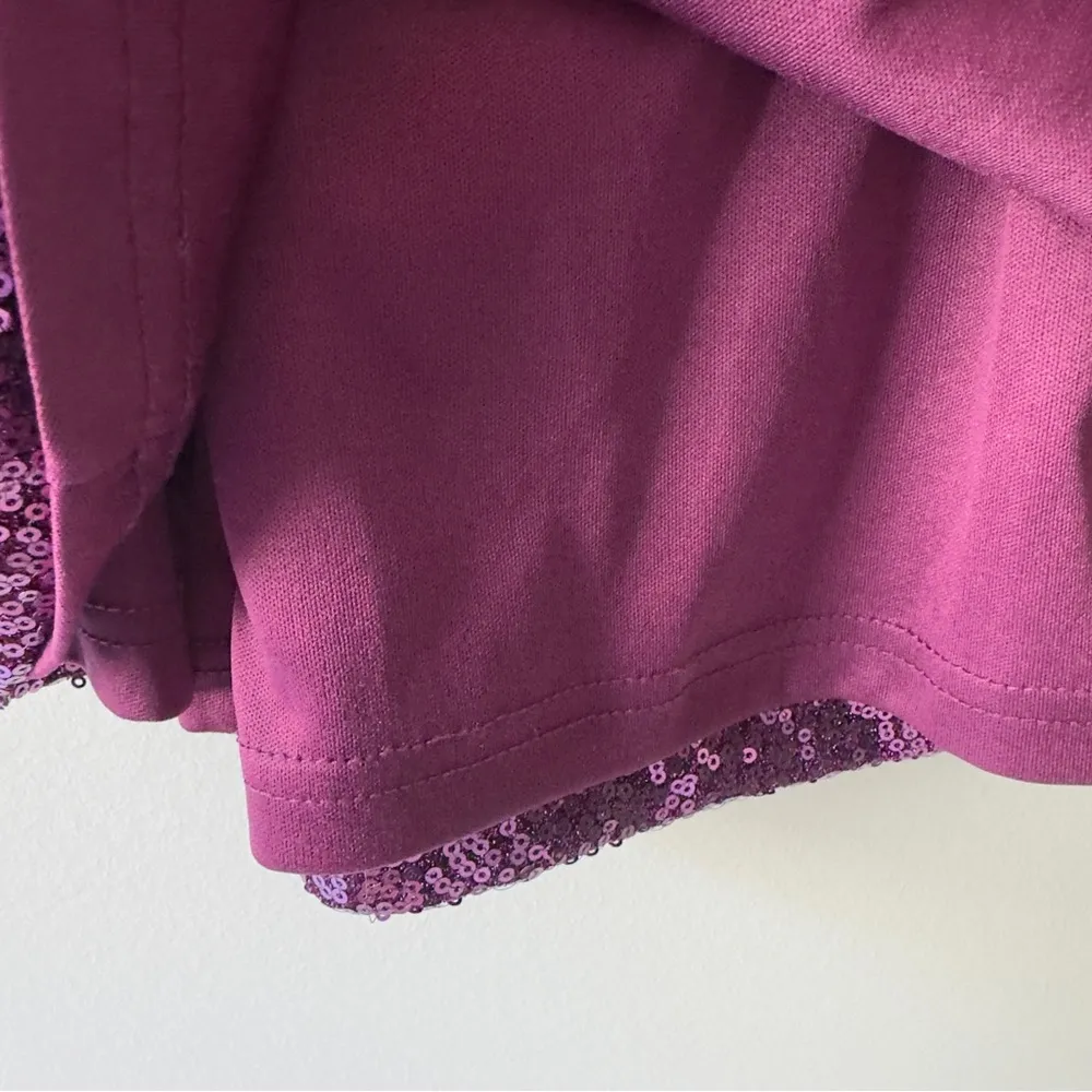 Betsey Johnson Purple Sequin spaghetti strap Sleeveless Bodycon mini Dress slit - Image 9