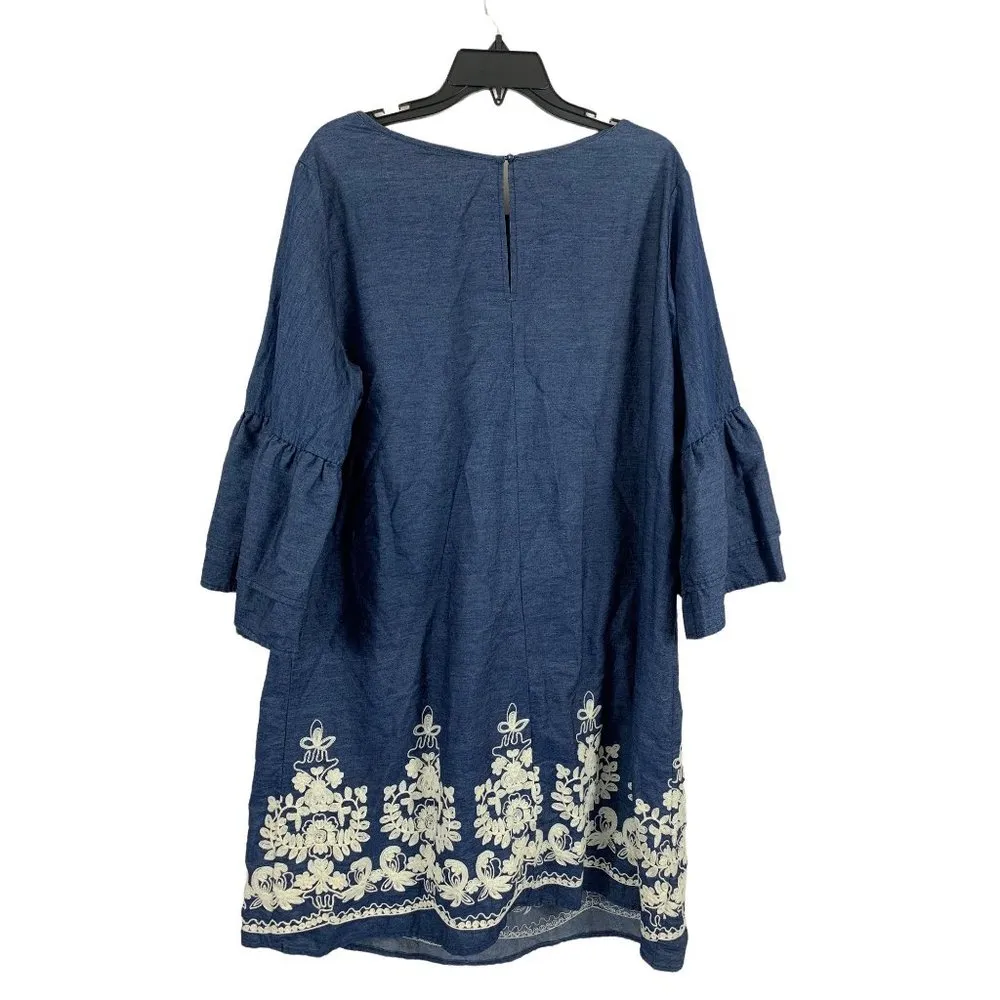 Westport Women's Blue Flare Sleeved Dress - Image 2
