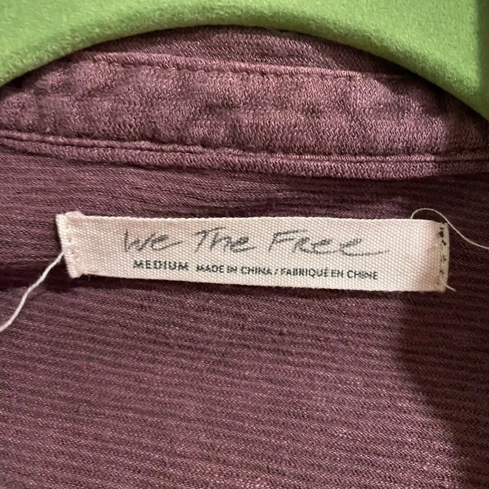 Free People Maroon Long Sleeve Button Down Sz M - Image 6