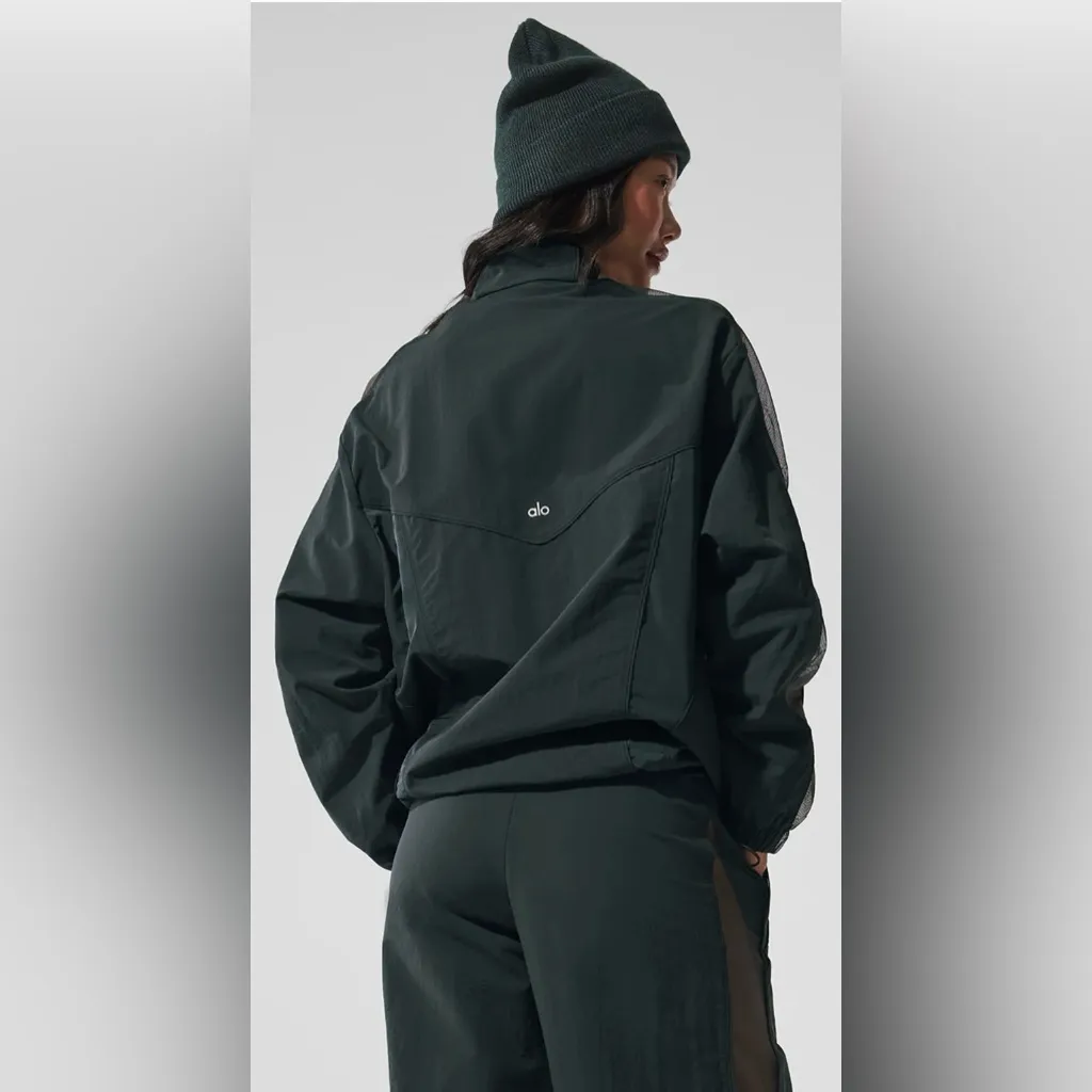 NWT Alo Origin Full Zip Track Jacket Charcoal Green Limited Edition Size M - Image 3