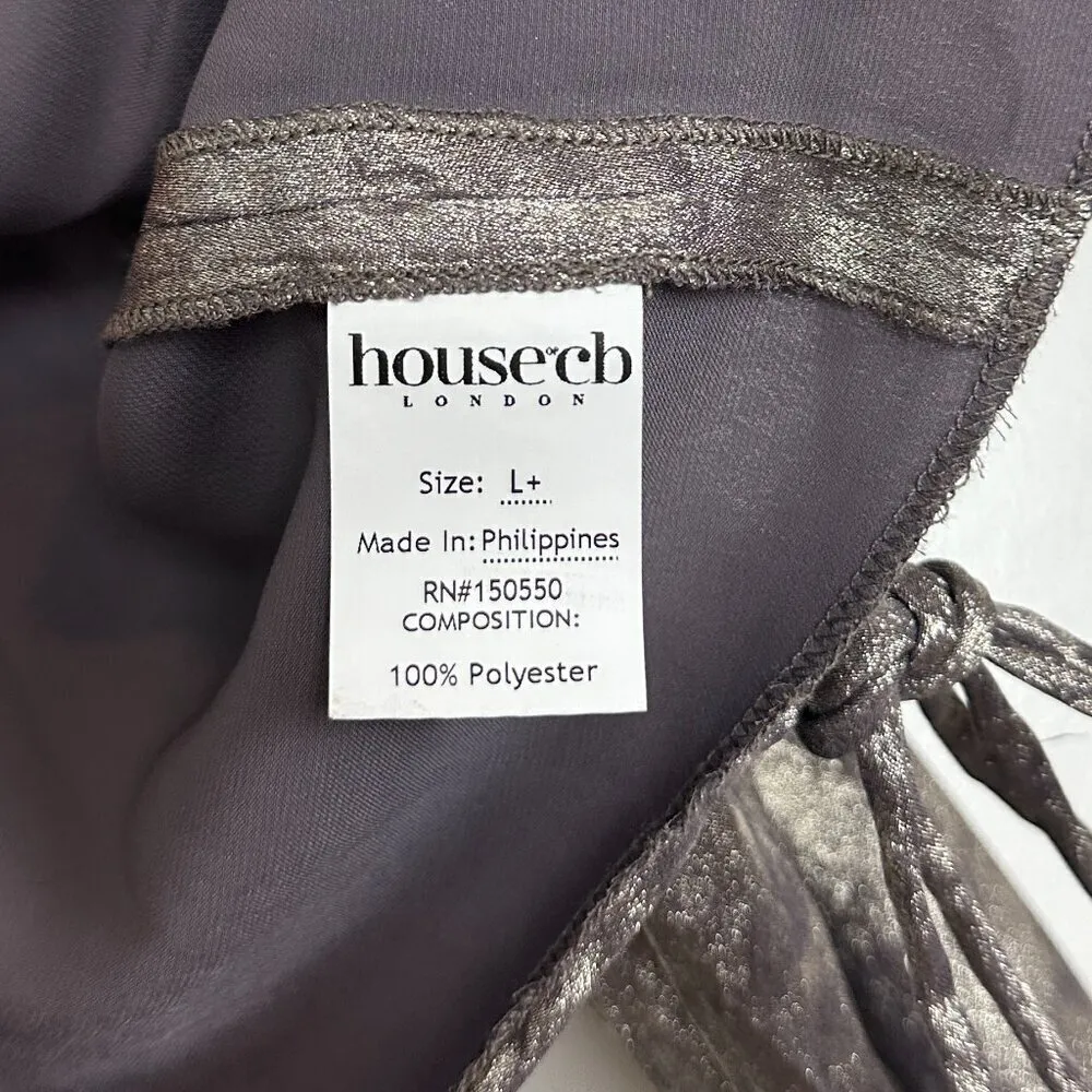 HOUSE OF CB Giulia Velvet Satin Top in Pewter Shimmer Size Large+ (X-Large) - Image 9