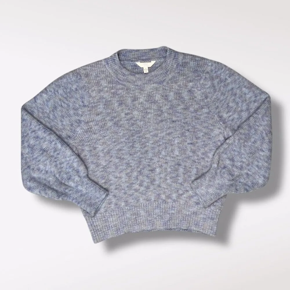 Metallic Knit Sweater Puff Sleeve Blue Size Large - Image 8