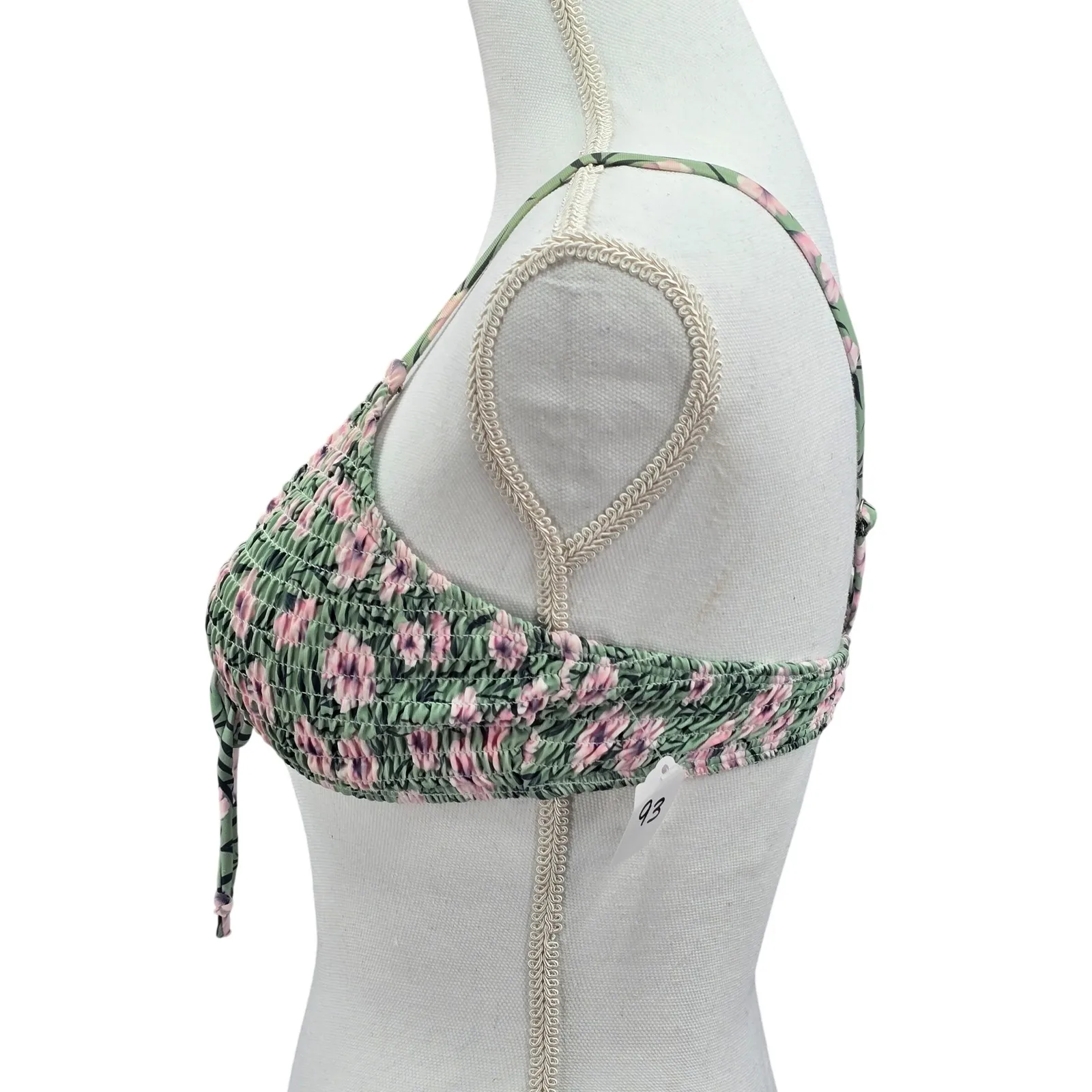 Floral Y2K Coquette Barbie Cottage Mermaid Green Swimwear Bikini Top Medium - Image 4