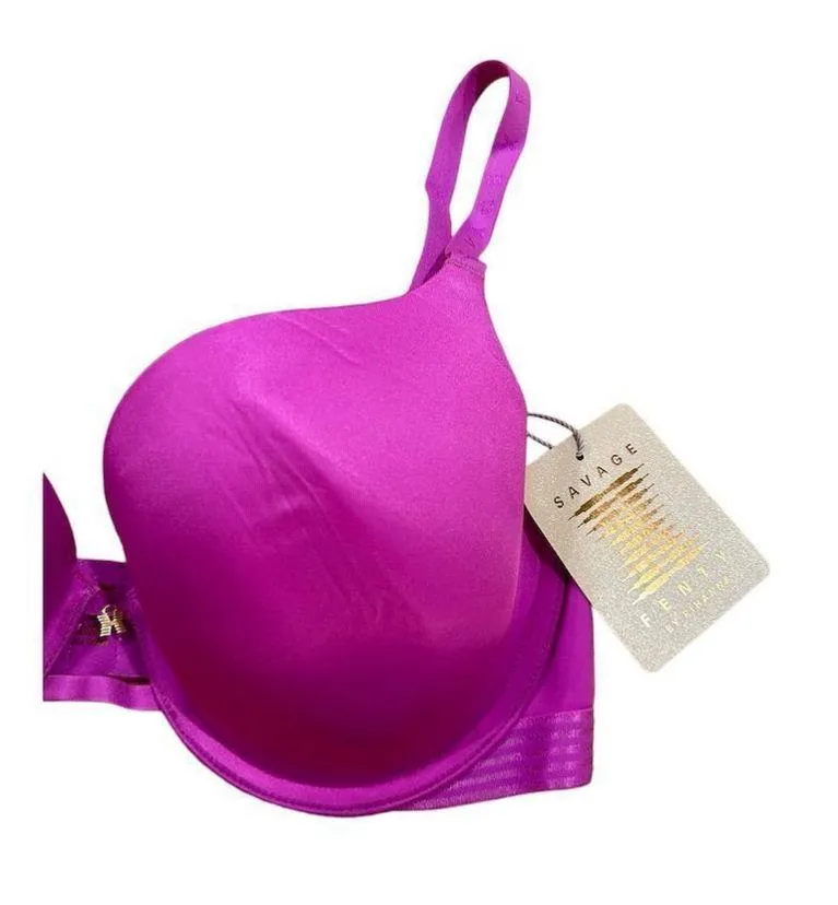 Savage X Fenty T-Shirt Bra Purple 34D Lightly Padded Underwire Adjustable Straps - Image 2
