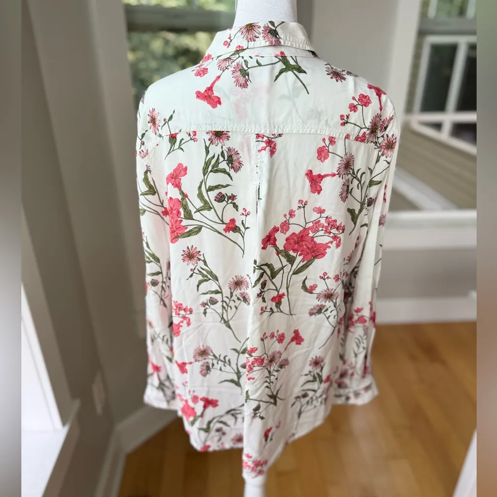 George White Pink Floral Long Sleeve Button Down Long Sleeve Shirt Size Large - Image 4