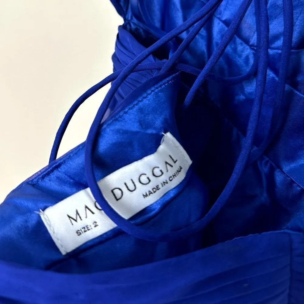 MAC DUGGAL Rosette Chiffon Cutout Empire Waist Gown in Cobalt Blue Size US 2 - Image 8