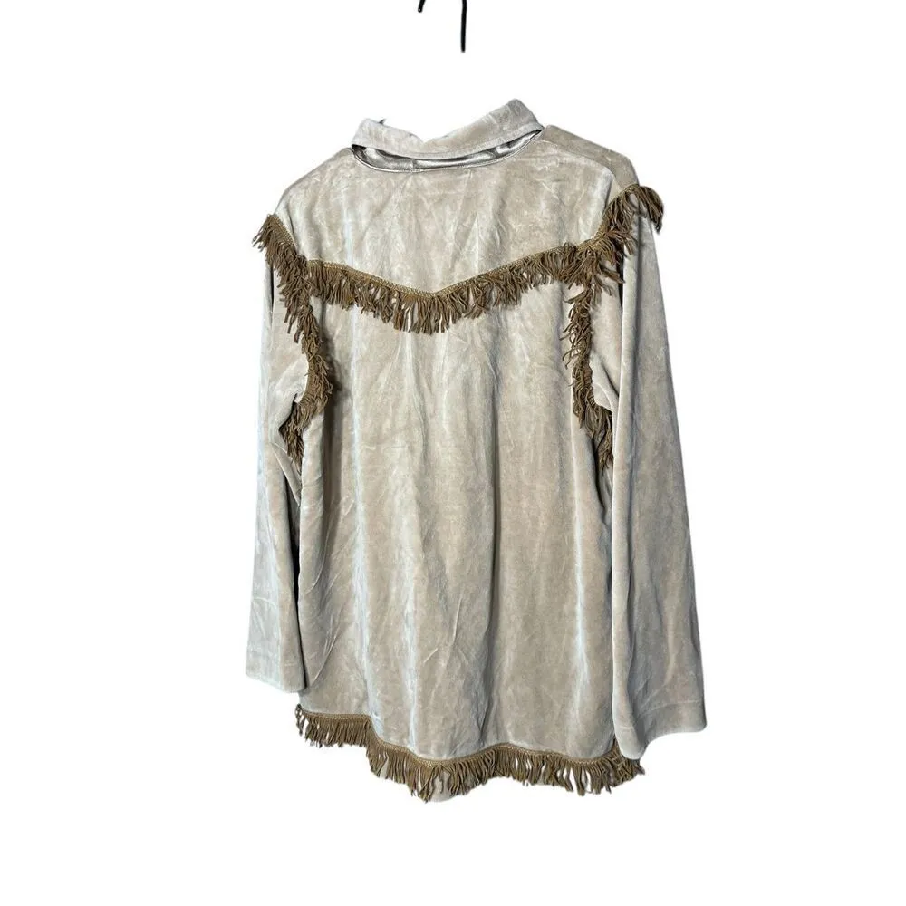 Vintage Liz Claiborne Lizwear Fringe Button Down Shirt Shacket Size XL - Image 6