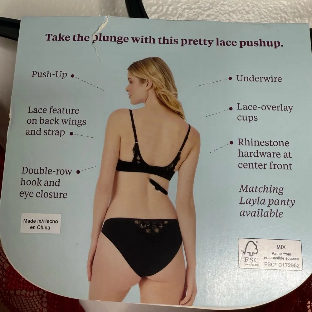 NEW Adored by Adore Me Layla Push Up Bra Red Lace 40DD Underwire - Image 6