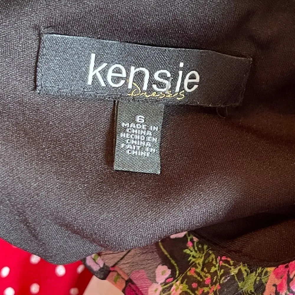 KENSIE FLORAL HI LOW RUFFLED HEM FIT & FLARE DRESS - Image 12