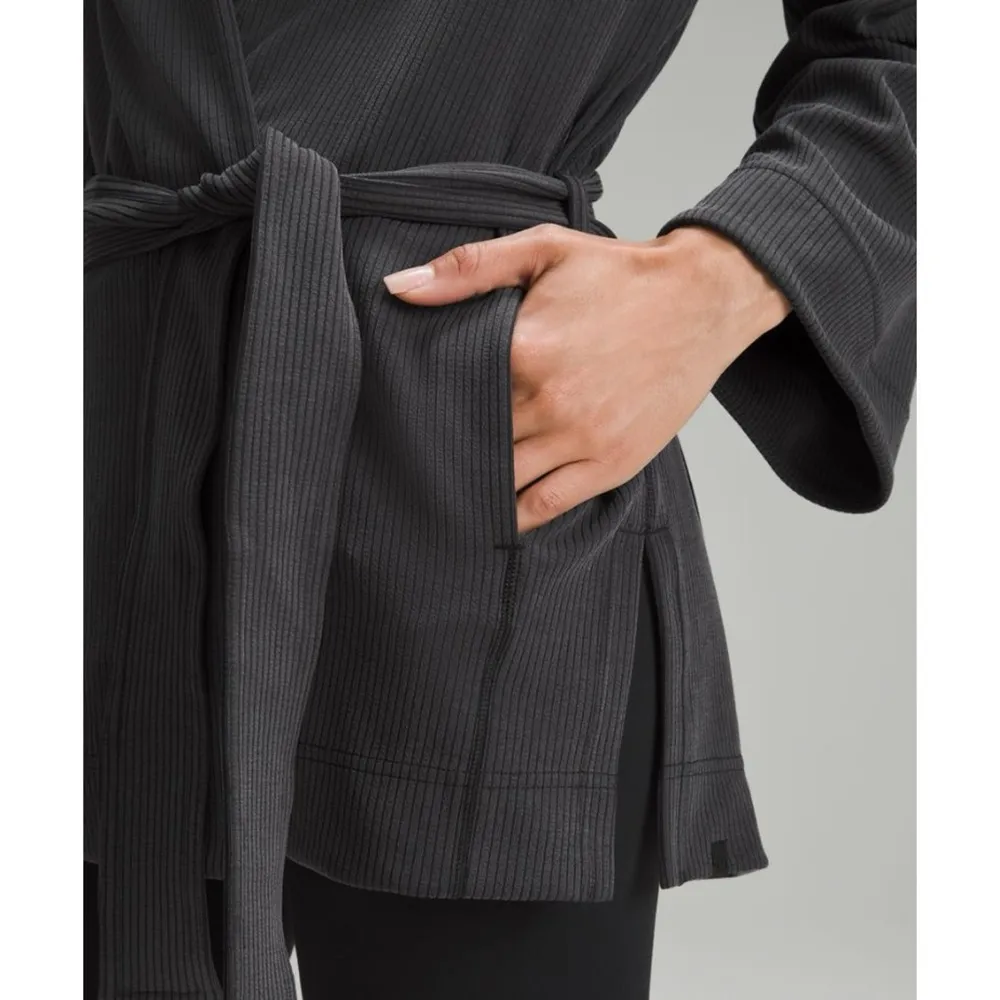 Lululemon  Ribbed Softstreme Belted Wrap Jacket Black Size 10 NWT - Image 3