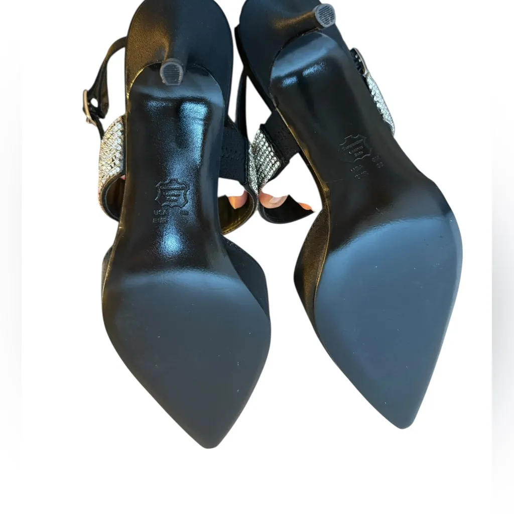 New Nina Tenille Black Luster Slingback Pumps - Image 4