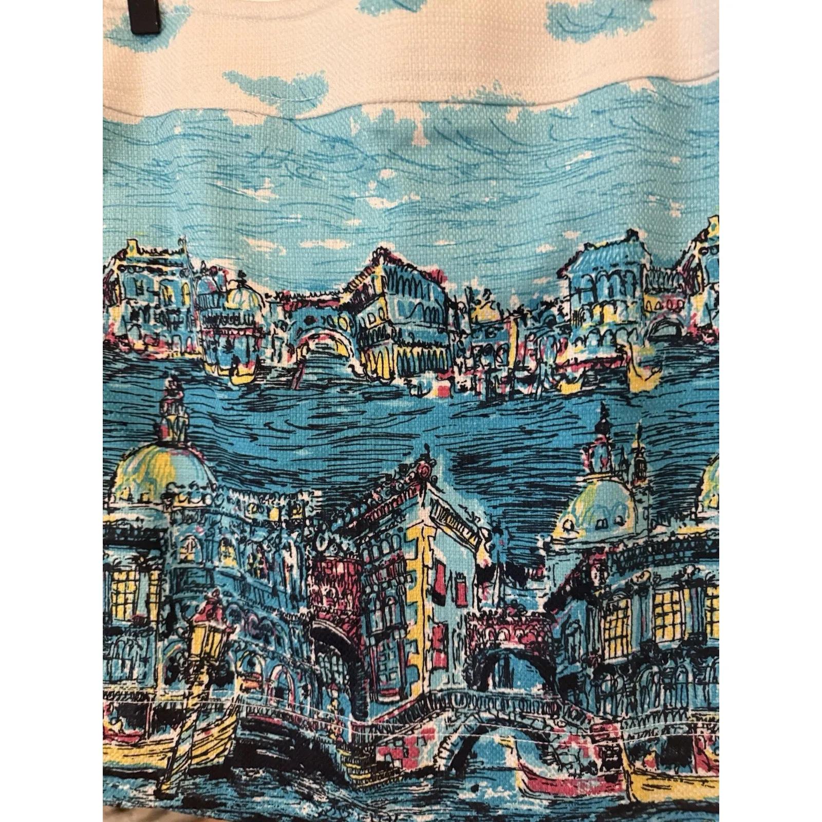 Talbots Women’s Pencil Skirt Venice Italy‎ Canal Cityscape Scene Lined Size 4 - Image 5