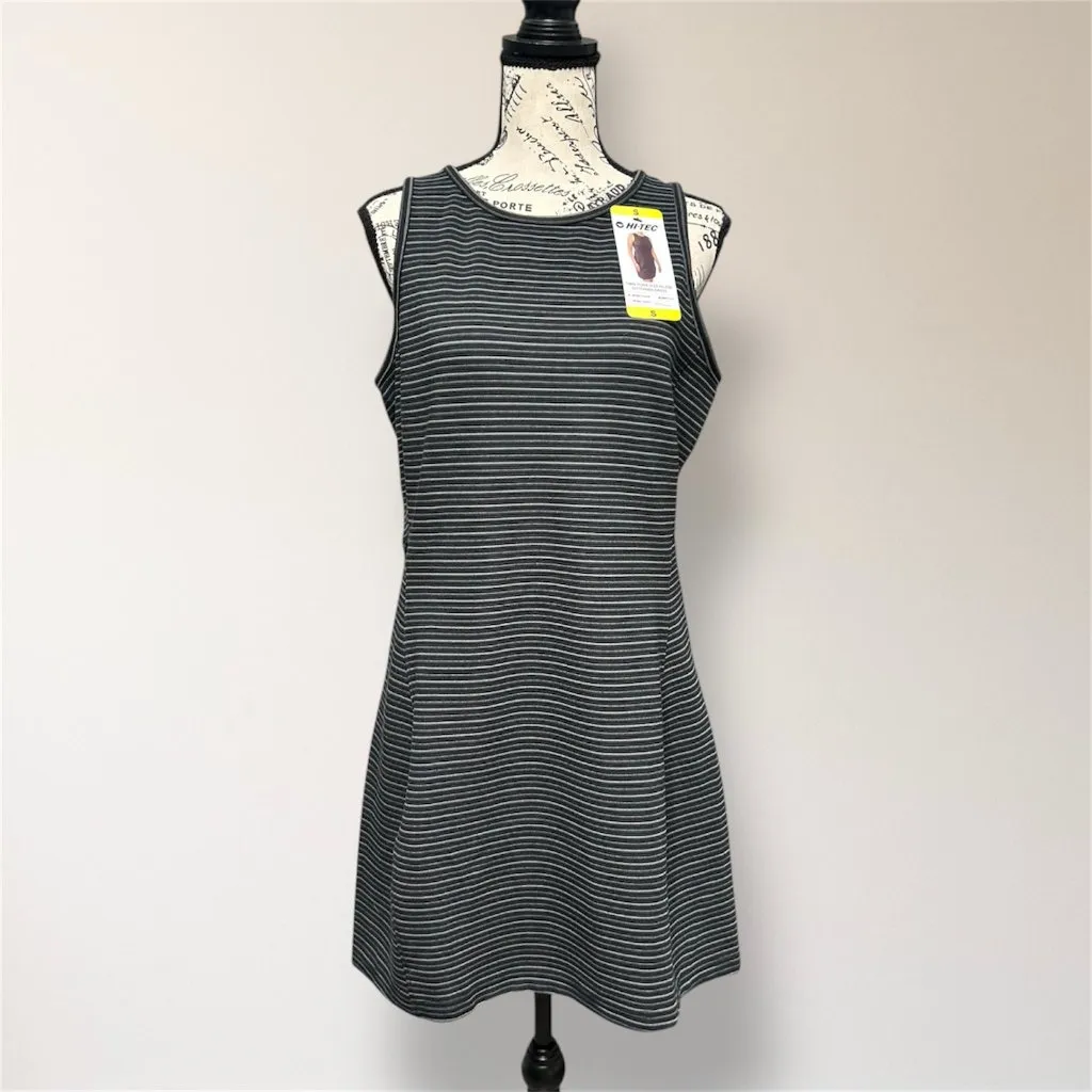 New Hi Tec S Black Gray Striped Knit Sleeveless Mini Dress Pocket‎ Active Gym - Image 2