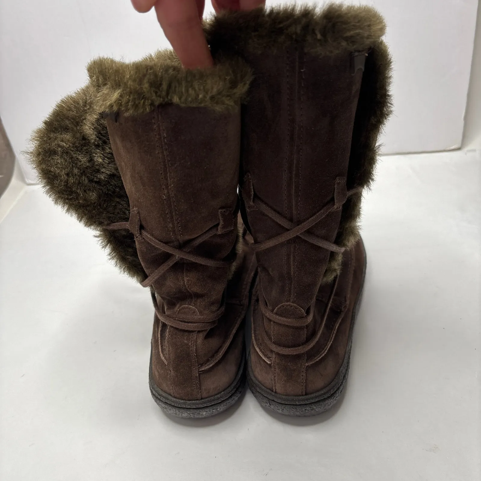 Camper Industrial Bou Winter Boot Brown Suede Faux Fur Lined Lace Up Womens 38 8 - Image 4