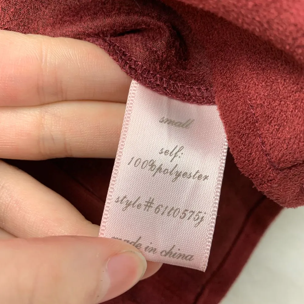 Burgundy Suede Peplum Tank Top - Image 6