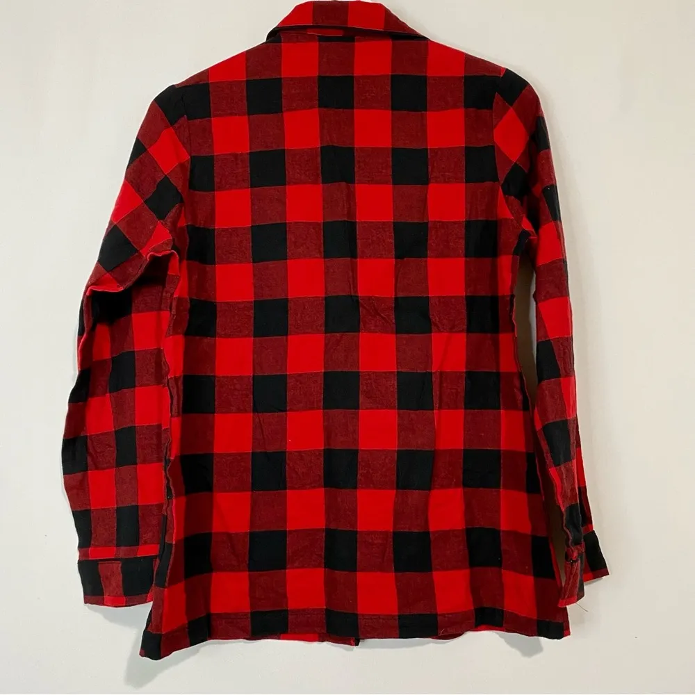 Stars Above Women’s Casual Buffalo Plaid Button Up Pajama Top Red Black Lg NWOT - Image 4