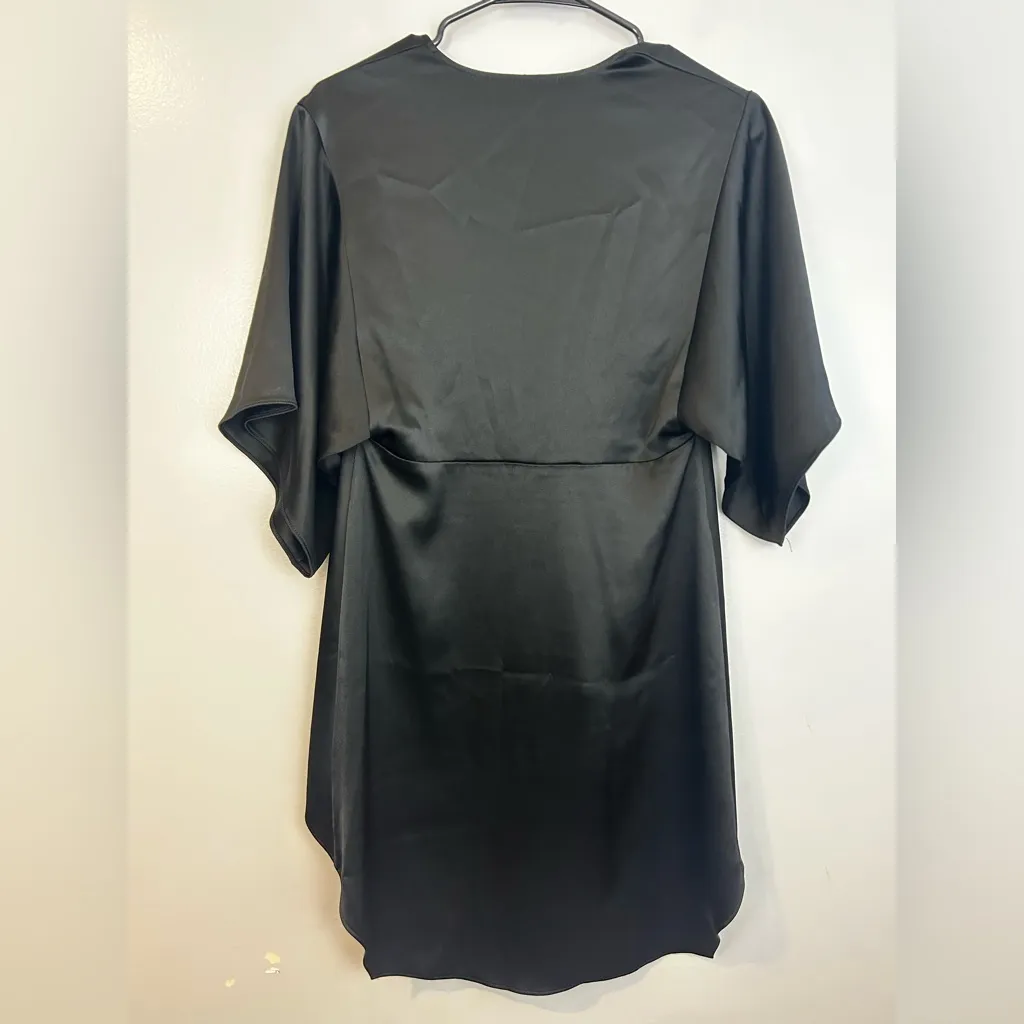 Halston Heritage Black Satin Hi-Low Kimono Sleeve V-neck Top/Blouse Size Small - Image 6