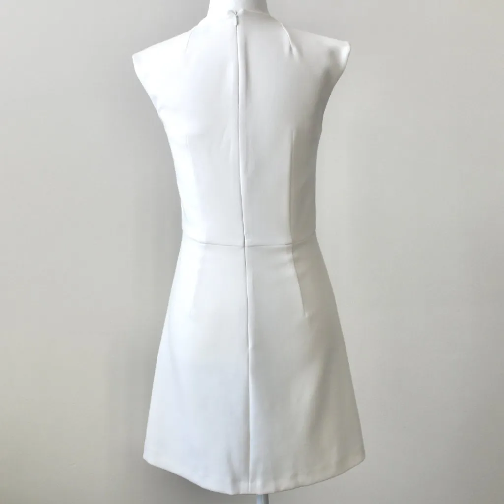 French Connection White Halter A-Line Structured Fitted Sleeveless Mini Dress 4 - Image 4