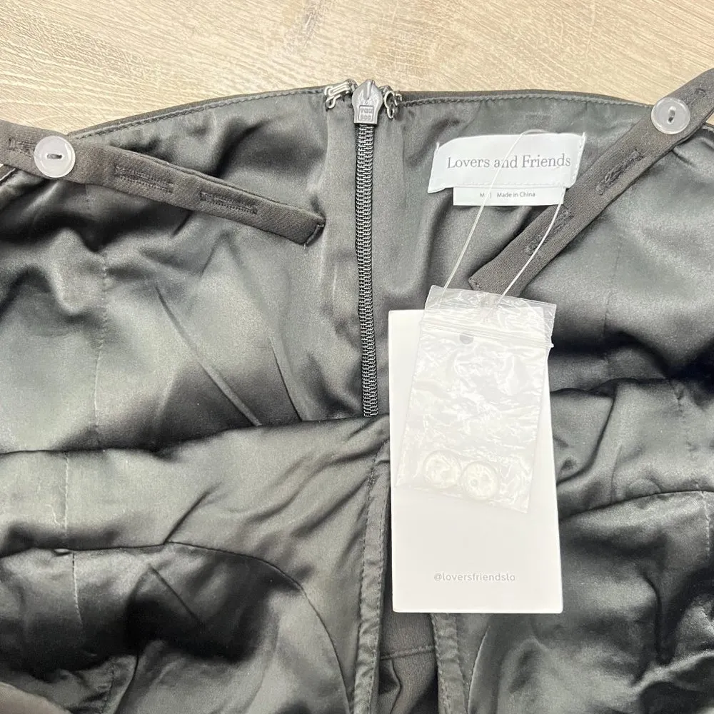 NWT Lovers and Friends Black Full Length Jumpsuit Adjustable Straps Wide Leg - Image 9