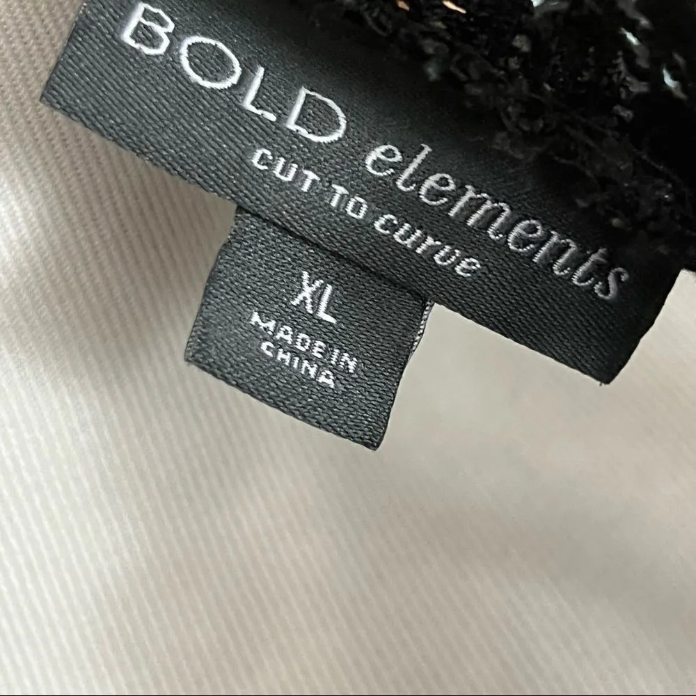 Bold Elements Black Crochet Lace Sheer Long Bell Sleeve Top XL - Image 6