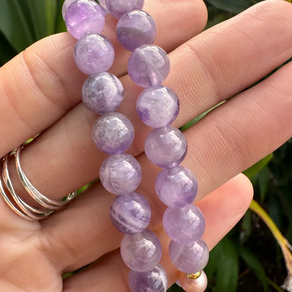 Handmade Amethyst freshwater Pearl 18k Gold Filled Made on Maui Bracelet Purple - Image 6