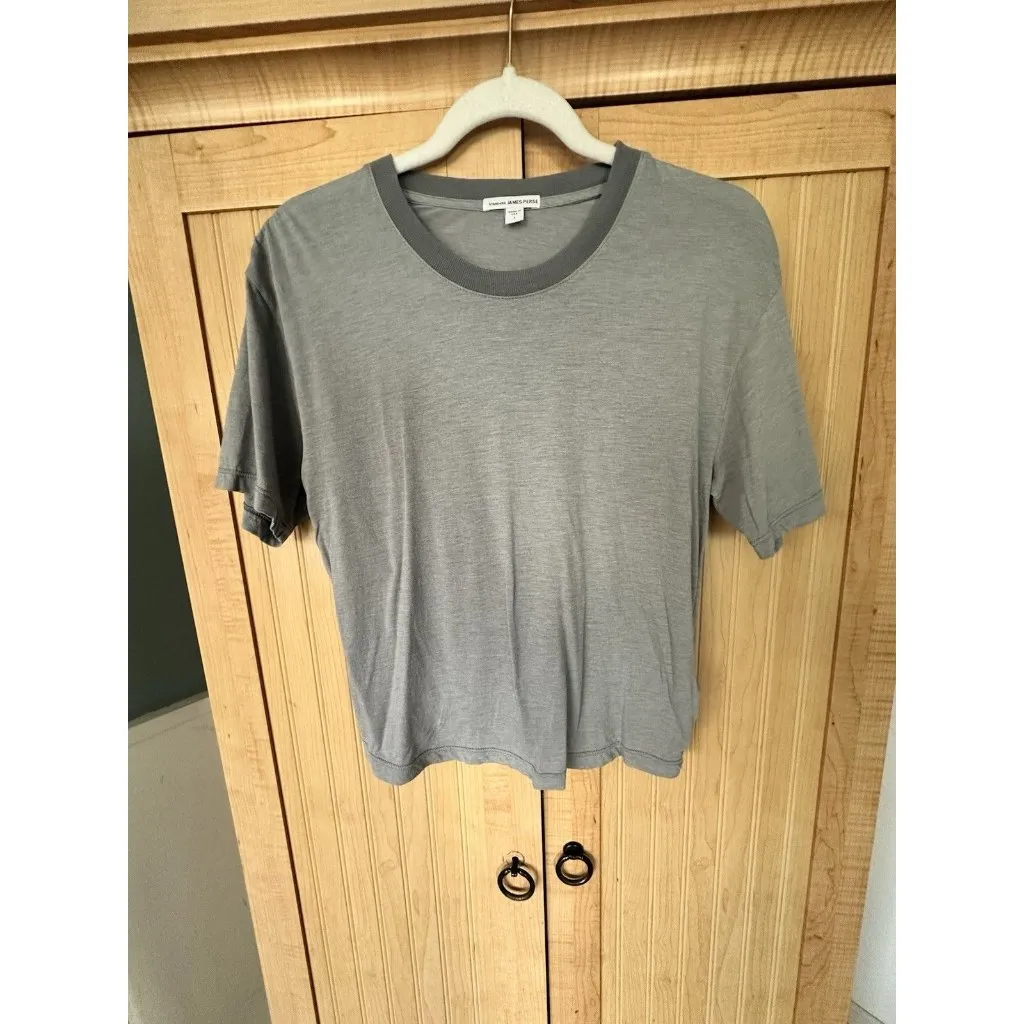 James Perse Women Basic Gray Crew Neck Short Sleeve T-Shirt Size 1 - Tissue Tee - Image 4