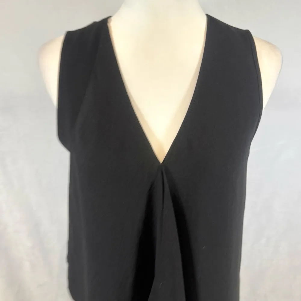White House Black Market black cascading ruffle asymmetrical midi dress size 4 - Image 3