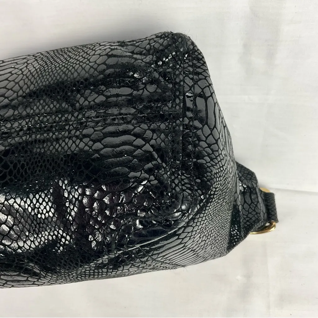 Michael Michael Kors Snakeskin Hobo Bag Handbag Black Purse Python Animal Print - Image 9