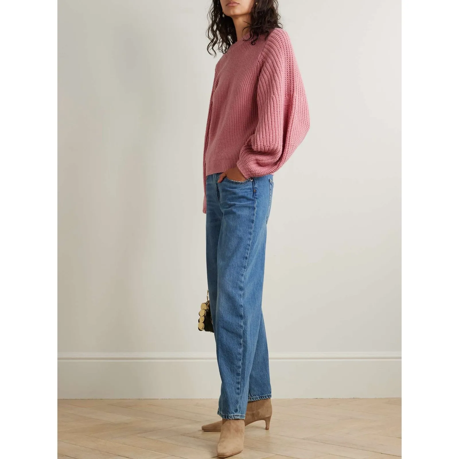 STAUD Pink Aura ribbed wool-blend sweater sz Medium - Image 4