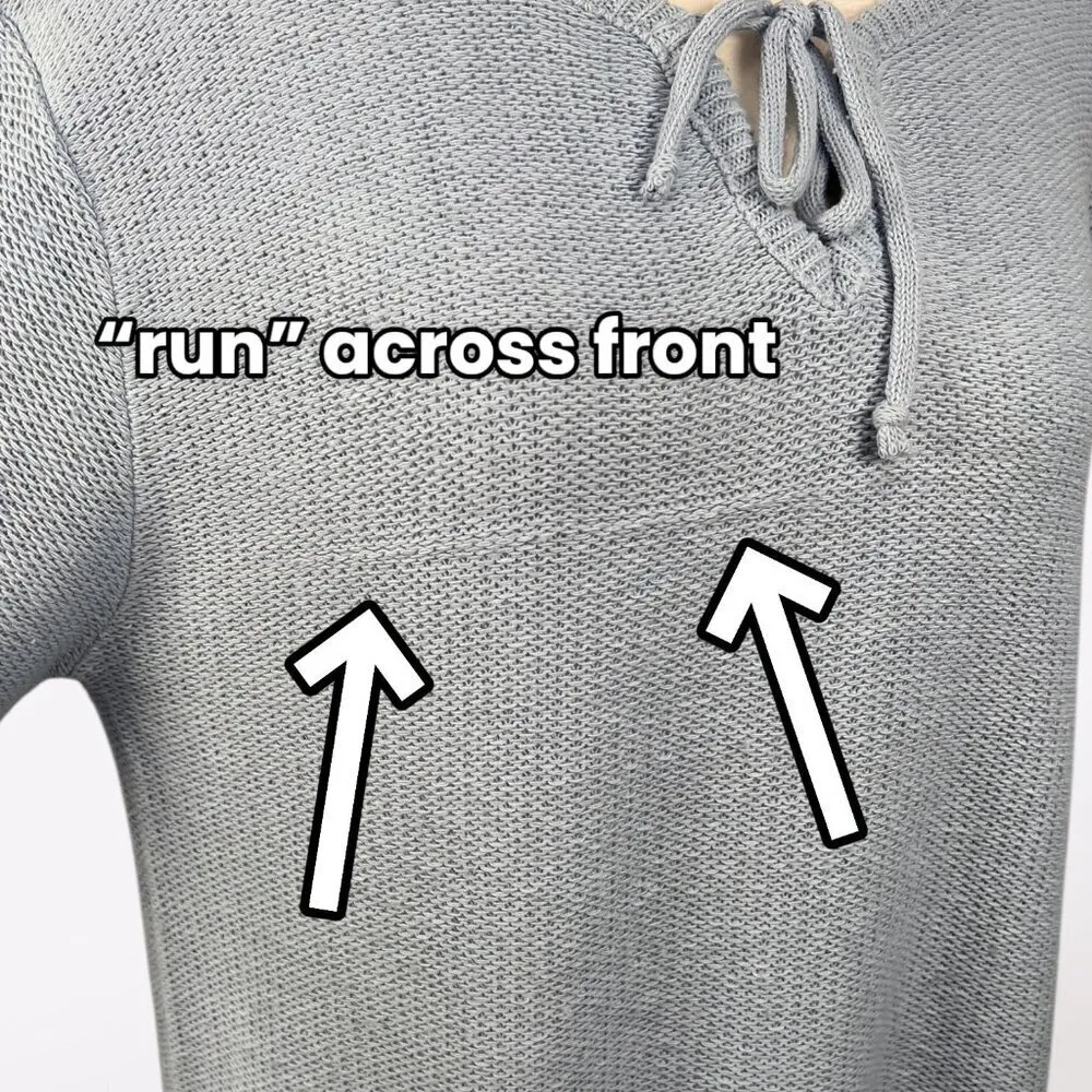 Style Studio Tie Neck Knit Sweater Size Large Blue - Image 9