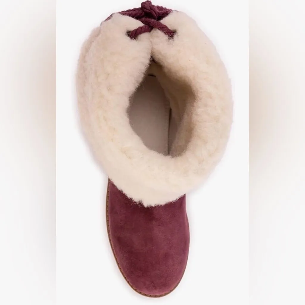 Muk Luks Women Ziggy Rodeo Lace Back Faux Fur Lined Boots Size 8.5 in Bordeaux - Image 3