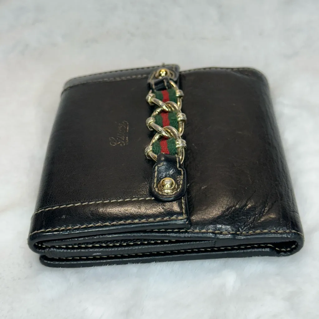 Gucci Vintage Black Bifold Leather Wallet - Image 3