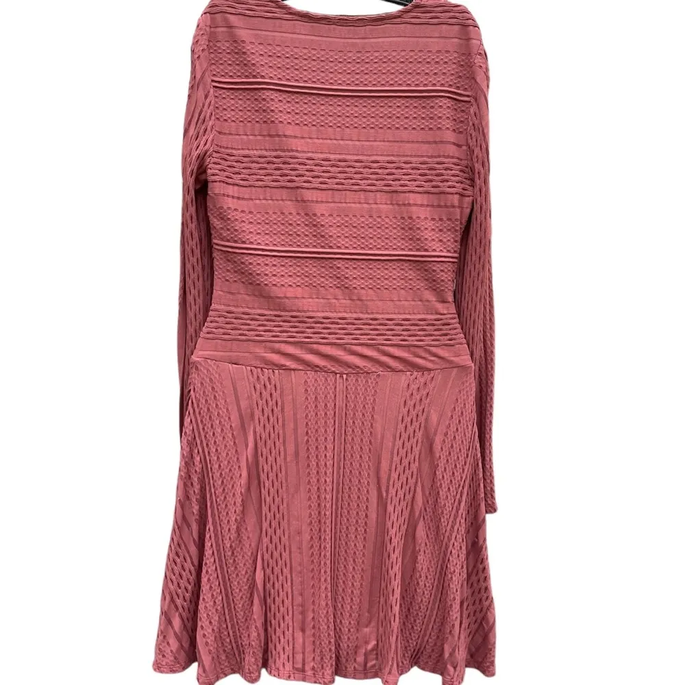 BCBG Kinley Long Sleeve V Neck A-Line Dress Pink Dark Blush Lined Size XS - Image 4