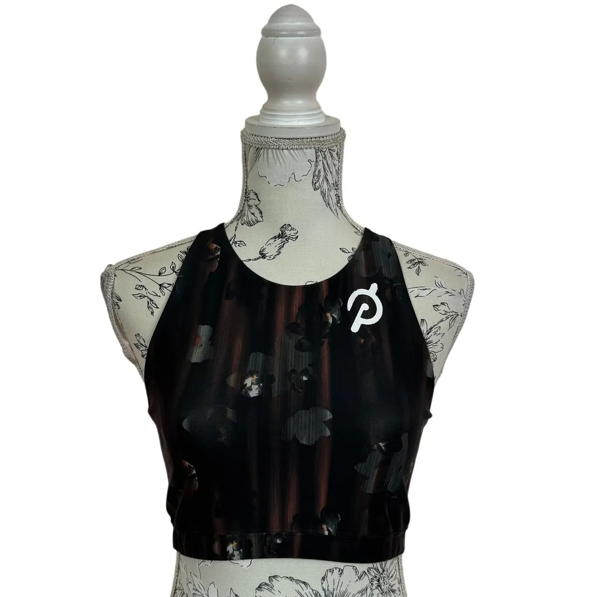 Peloton Show Up Floral High‎ Neck Sport Bra Size M - Image 2