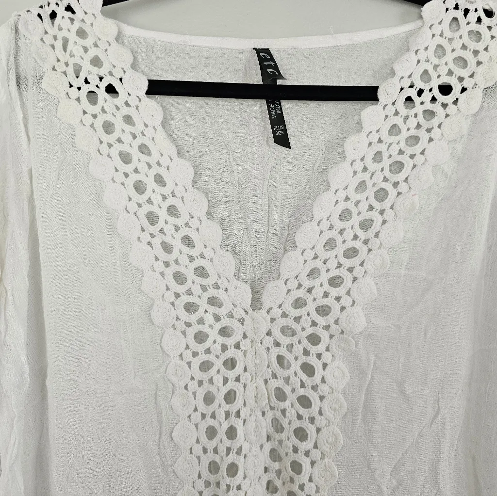 White Crochet Trim Cover Up | SZ 1x - Image 2