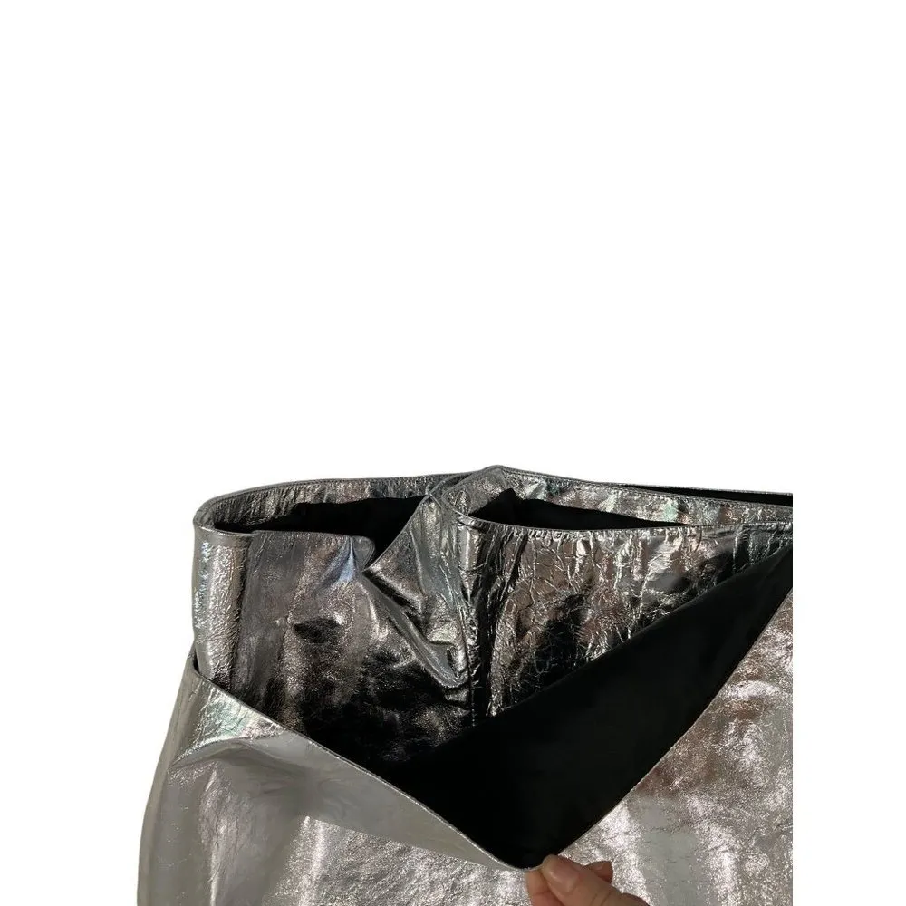 The Sei Leather Skorts in Silver Foil 2 New Womens Skirt Shorts - Image 6