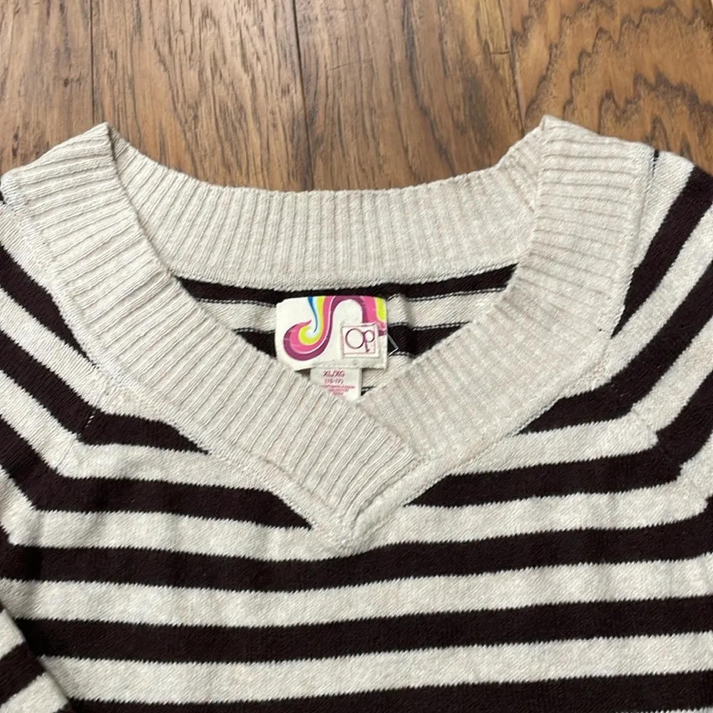OP brown and cream striped sweater size XL - Image 3
