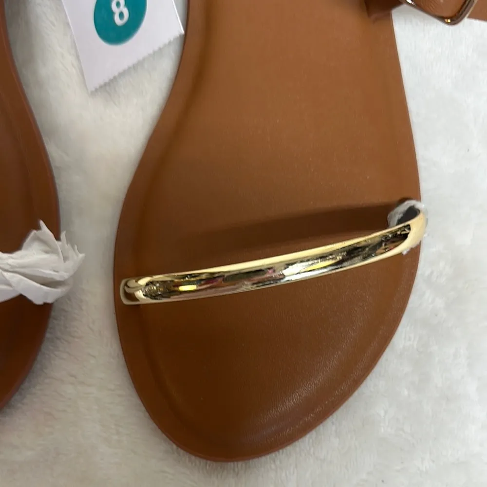 Universal Thread Brown and Gold Sandals Minimalist Design - Image 4
