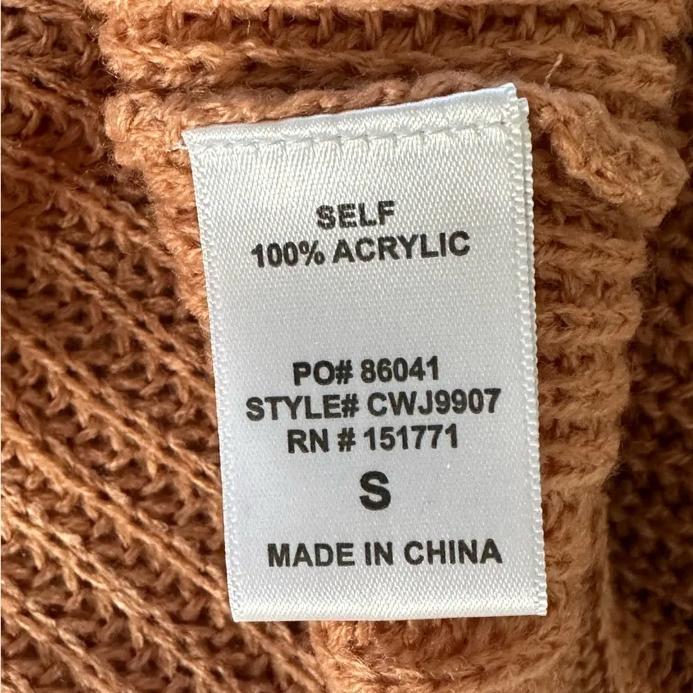 Gilli Rust Orange Open Front Acrylic Knit Cardigan Sweater – Small - Image 5